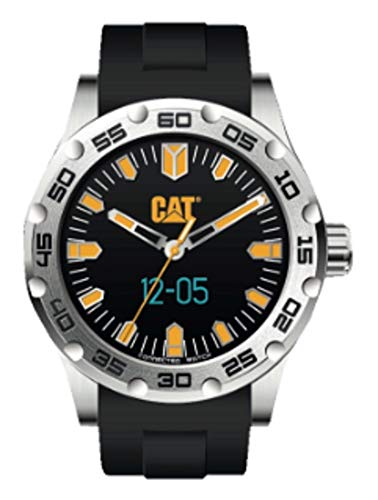 腕時計 キャタピラー メンズ Cat C-Smart Black Yellow Dial 44 mm Black Silicone Strap Watch B1145211