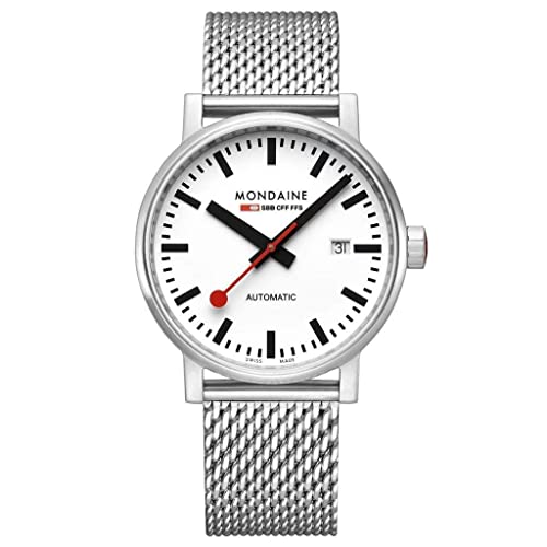 腕時計 モンディーン 北欧 Mondaine Official Swiss Railways Automatic Watch EVO2 White/Mesh Bracele