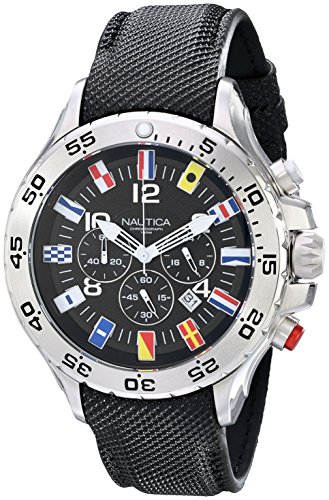 腕時計 ノーティカ メンズ Nautica Men's N16553G Stainless Steel Watch with Black Band