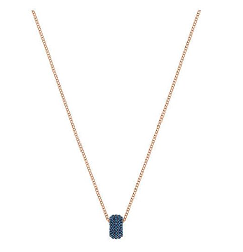 スワロフスキー ネックレス クリスタル SWAROVSKI Stone Round Pendant, Blue, Rose Gold Plating