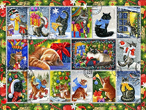 ジグソーパズル 海外製 アメリカ Vermont Christmas Company Christmas Cat Stamps Jigsaw Puzzle 550
