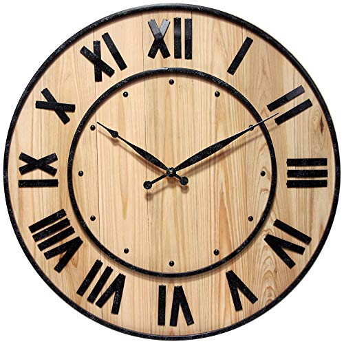 壁掛け時計 インテリア インテリア Infinity Instruments Wooden Barrel Wall Clock, Country Retro F