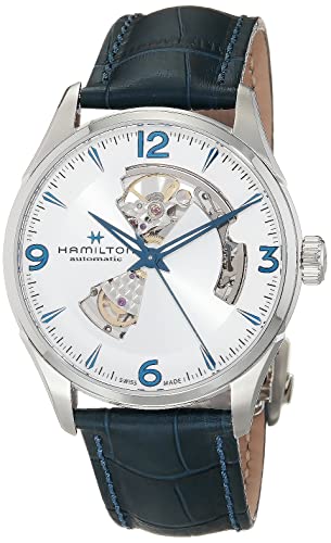 腕時計 ハミルトン メンズ Hamilton Watch Jazzmaster Open Heart 42mm Case, Silver Dial, Blue Leather