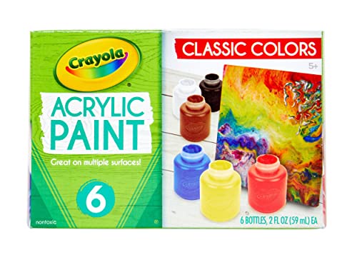 クレヨラ アメリカ 海外輸入 Crayola Acrylic Paint - Assorted Colors (6ct), Kids Paint, Arts & Craft