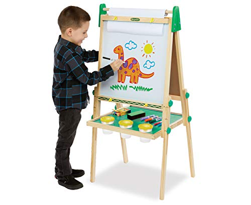 クレヨラ アメリカ 海外輸入 Crayola Wooden Art Easel for Kids, 2-in-1 Dry Erase Board & Chalkboard,