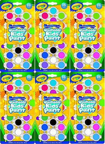 クレヨラ アメリカ 海外輸入 Crayola Washable Kid's Paint Assorted Colors 18 Each (Pack of 6)