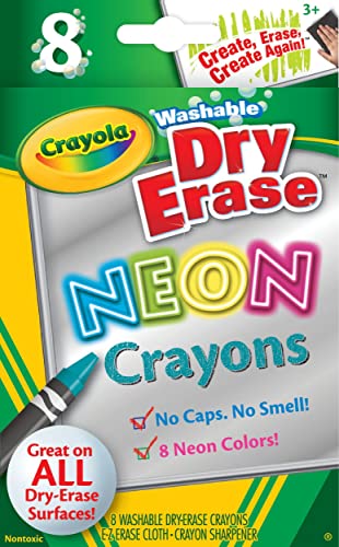 クレヨラ アメリカ 海外輸入 Crayola, Dry-Erase Neon Crayons, Art Tools, 8 Count, Washable, Perfect