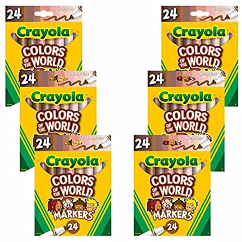 クレヨラ アメリカ 海外輸入 Crayola Colors of the World Markers - 6 Pack (24ct), Bulk Skin Tone Mar