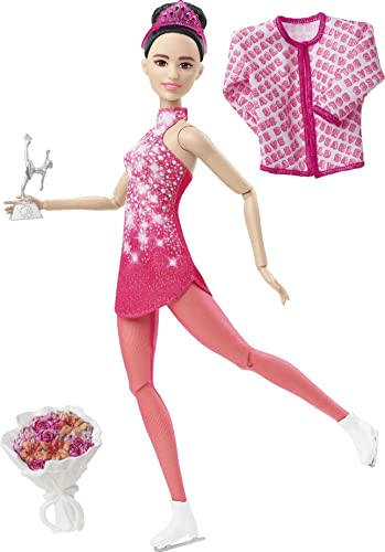 バービー バービー人形 Barbie Winter Sports Ice Skater Brunette Doll (12 Inches) with Pink Dress, Jac