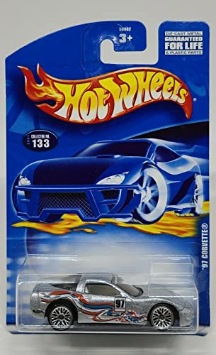 ホットウィール マテル ミニカー Hot Wheels '97 Corvette (Silver with Ribbons and Stars Along the