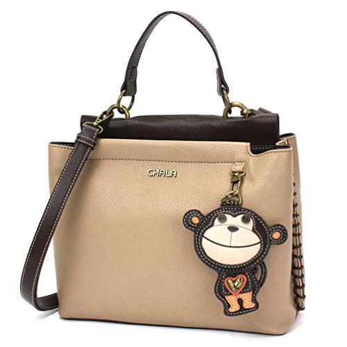 chala バッグ パッチ CHALA Charming Satchel with Adjustable Strap - Monkey - Taupe
