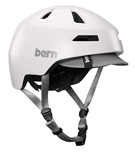 ヘルメット 自転車 サイクリング Bern Brentwood 2.0 Cycling Helmet, Satin White w/Visor - Large
